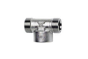 TA komp T-stykke med muffe 1/2". uden omløber. forkromet fpl