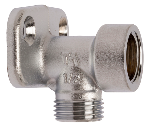 TA dækvinkel 1/2" - 1/2". muffe-nippel. forkromet messing