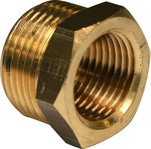 Nippelmuffe 3/4" - 1/2", med stop. messing