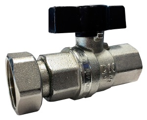 Mercury kuglehane med målerforskruning muf/forskr. 1/2" x 3/4" T-greb. messing