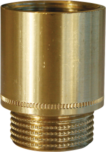 Haneforlænger 3/4" x 65 mm, muffe/nippel, rå messing