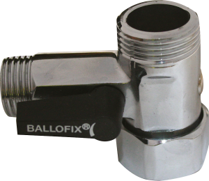 Broen Ballofix T-stykke med kontraventil 1/2 x 3/4". krom