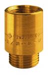 Haneforlænger 1/2" x 40 mm, muffe/nippel, rå messing