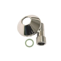 Forskruning 3/4"-1/2" 60 mm lige med roset, rosetdiameter 70 mm, forkromet